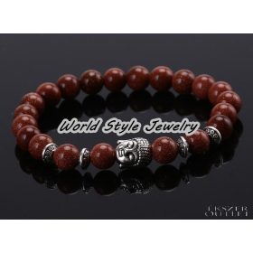 Barna napkő, buddha, ásványgyöngy karkötő.